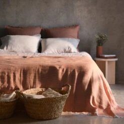 Arya Linen Throw -Home Sale Shop Arya Linen Bed Blanket Clay 4 40c2262e 4495 489c 9433 e68cea6de380