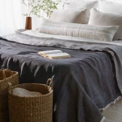 Arya Linen Bed Blanket -Home Sale Shop Arya Linen Bed Blanket Midnight 4 59d6079e 5447 4efe ae4d 2be37d99fea5