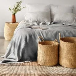Arya Linen Throw -Home Sale Shop Arya Linen Bed Blanket Mist 4