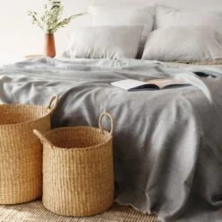 Arya Linen Throw -Home Sale Shop Arya Linen Bed Blanket Mist 5