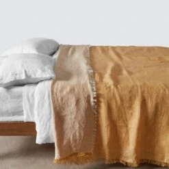 Arya Linen Bed Blanket -Home Sale Shop Arya Linen Bed Blanket Turmeric 1