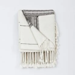 La Brisa Alpaca Throw 21 La Brisa Alpaca Throw -Home Sale Shop Black and Cream Striped Alpaca Blanket 2