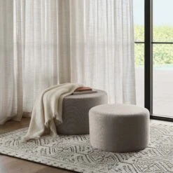 Bower Ottoman - Medium & Large -Home Sale Shop Bower Ottoman Large Performance Linen Weave Dune 2