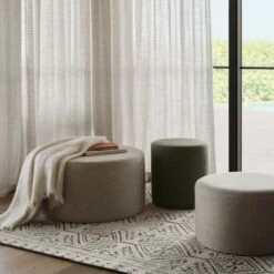 Bower Ottoman - Medium & Large -Home Sale Shop Bower Ottoman Large Performance Linen Weave Dune 3