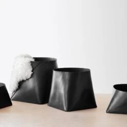 Azad Tall Leather Storage Bins -Home Sale Shop Citizenry BoltMarch15 24979 Final