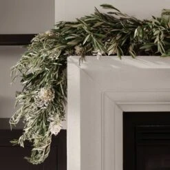 Fresh Olive And Dried Floral Garland - 6 Ft
