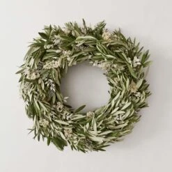 Fresh Olive And Dried Floral Wreath