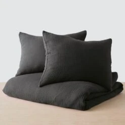 Organic Cotton Gauze Duvet Set -Home Sale Shop Organic Cotton Gauze Duvet Set Charcoal 2