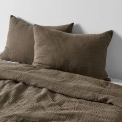 Organic Cotton Gauze Duvet Set -Home Sale Shop Organic Cotton Gauze Duvet Set Olive 1