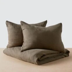Organic Cotton Gauze Duvet Set -Home Sale Shop Organic Cotton Gauze Duvet Set Olive 2