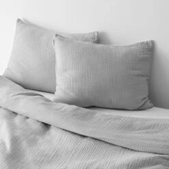 Organic Cotton Gauze Duvet Set -Home Sale Shop Organic Cotton Gauze Duvet Set Stone Grey 1