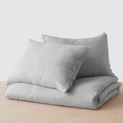 Organic Cotton Gauze Duvet Set -Home Sale Shop Organic Cotton Gauze Duvet Set Stone Grey 2