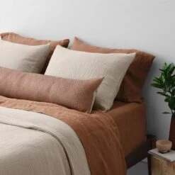 Organic Cotton Gauze Duvet Set -Home Sale Shop Organic Cotton Gauze Duvet Set Tan 5
