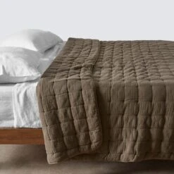 Organic Cotton Gauze Quilt 24 Organic Cotton Gauze Quilt -Home Sale Shop Organic Cotton Gauze Quilt Olive 1