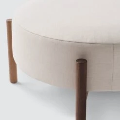 Santo Round Ottoman -Home Sale Shop Santo Round Linen Ottoman 3