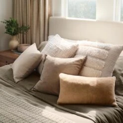 Sheepskin Lumbar Pillow - Tan -Home Sale Shop Sheepskin Lumbar Pillow Tan 12x20 11