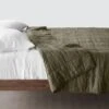 Stonewashed Linen Quilt -Home Sale Shop Stonewashed Linen Quilt Olive 1