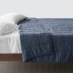 Stonewashed Linen Quilt -Home Sale Shop Stonewashed Linen Quilt Slate Blue 1