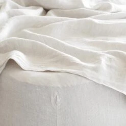 Stonewashed Linen Fitted Sheet -Home Sale Shop Stonewashed Linen Sheet Set Sand Stripe 3