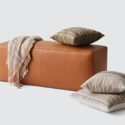 Torres Leather Bench -Home Sale Shop Torres Leather Bench Caramel 2