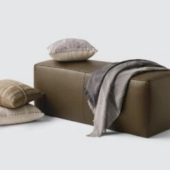Torres Leather Bench -Home Sale Shop Torres Leather Bench Olive 2