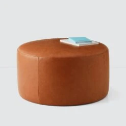Torres Round Leather Ottoman - Medium & Large -Home Sale Shop Torres Leather Ottoman Large 2