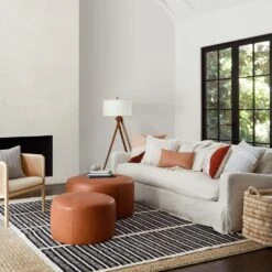 Torres Round Leather Ottoman - Medium & Large -Home Sale Shop Torres Leather Ottoman Medium 10