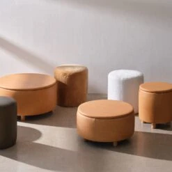 Torres Leather Storage Ottoman - Small -Home Sale Shop Torres Leather Storage Ottoman Small 8