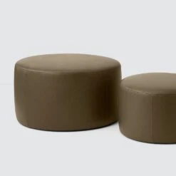 Torres Round Leather Ottoman - Medium & Large -Home Sale Shop Torres Round Ottoman Olive Large 3
