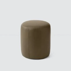 Torres Round Leather Ottoman - Small 33 Torres Round Leather Ottoman - Small -Home Sale Shop Torres Round Ottoman Olive Small 1