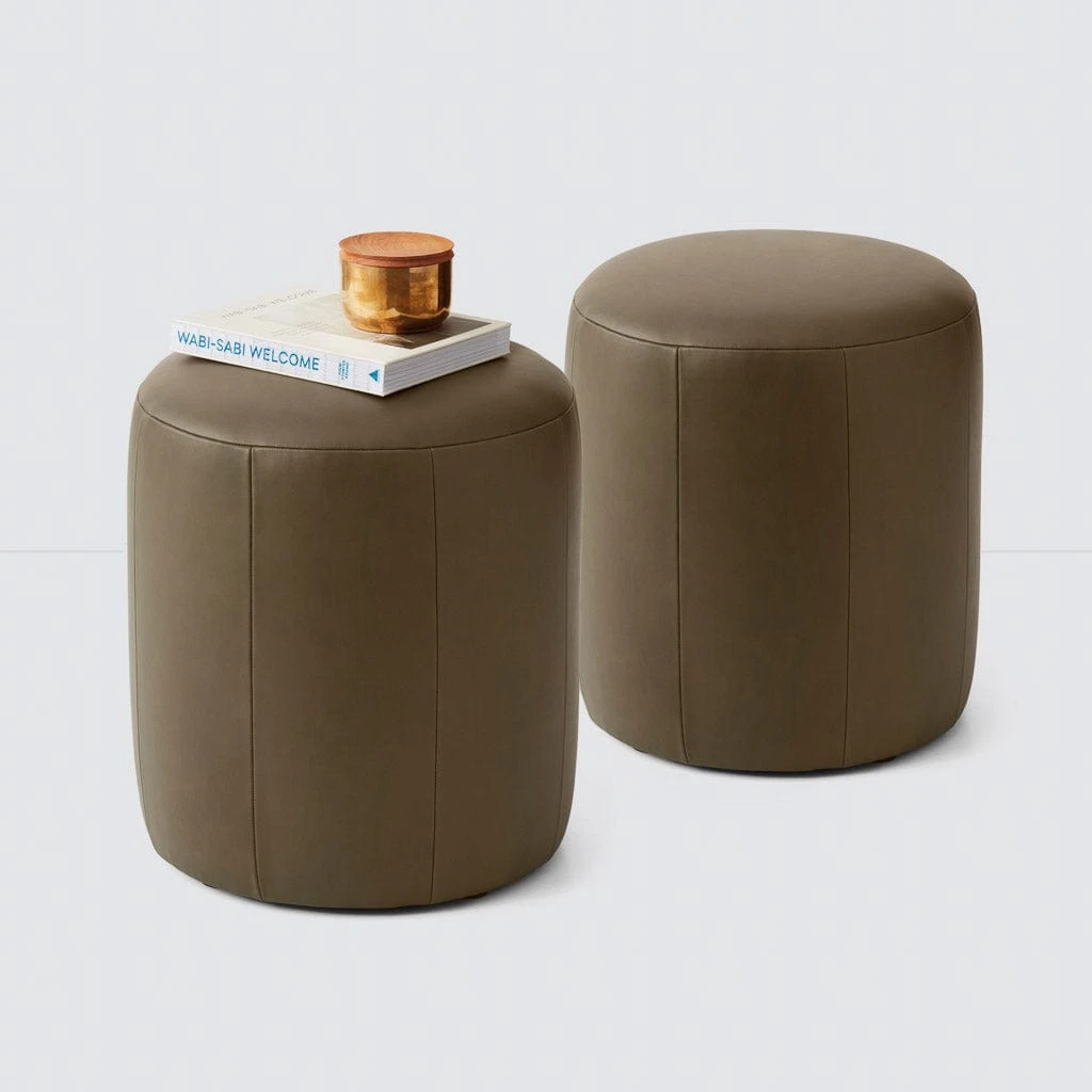 Torres Round Leather Ottoman - Small 3 Torres Round Leather Ottoman - Small