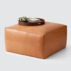Torres Square Leather Ottoman - Medium & Large 25 Torres Square Leather Ottoman - Medium & Large -Home Sale Shop Torres Square Ottoman Natural Large 2